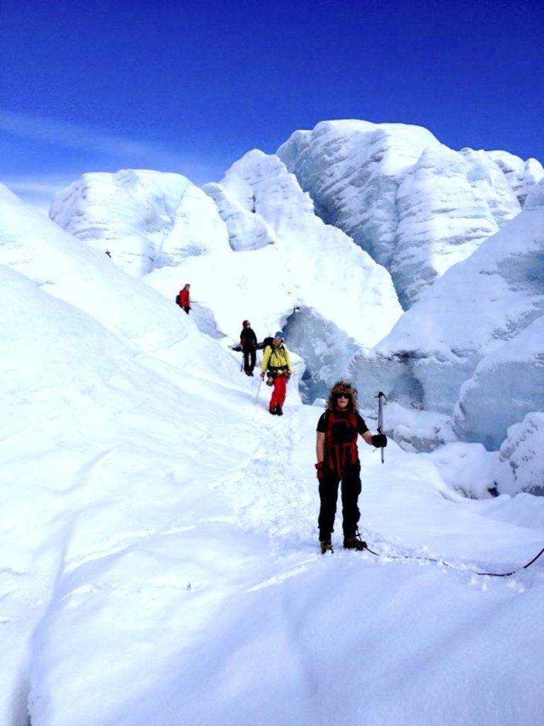 Young people on glaciers