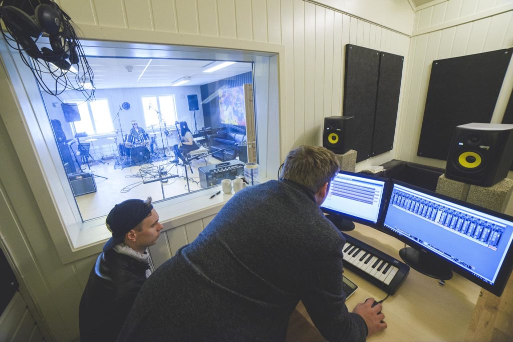 Musicians in music studio