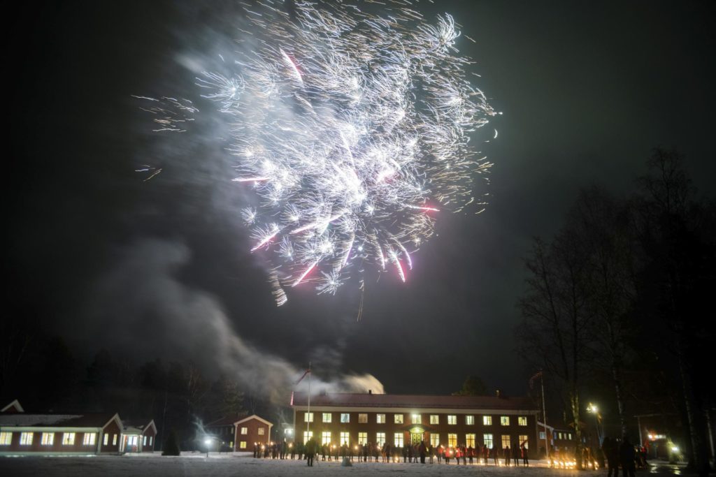 Fireworks over Elverum Folk High School