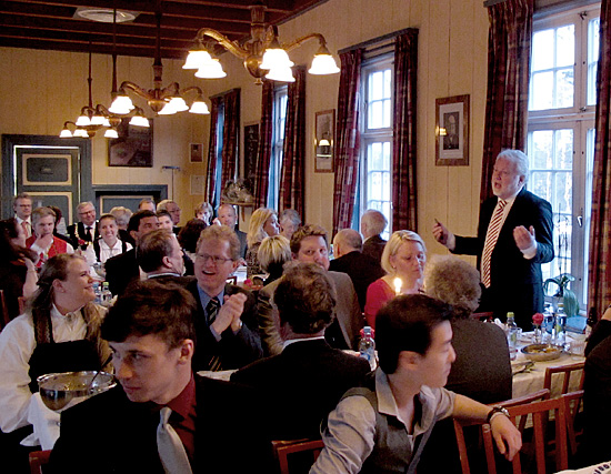 Man talking in the dining room