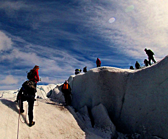 Group on glacier