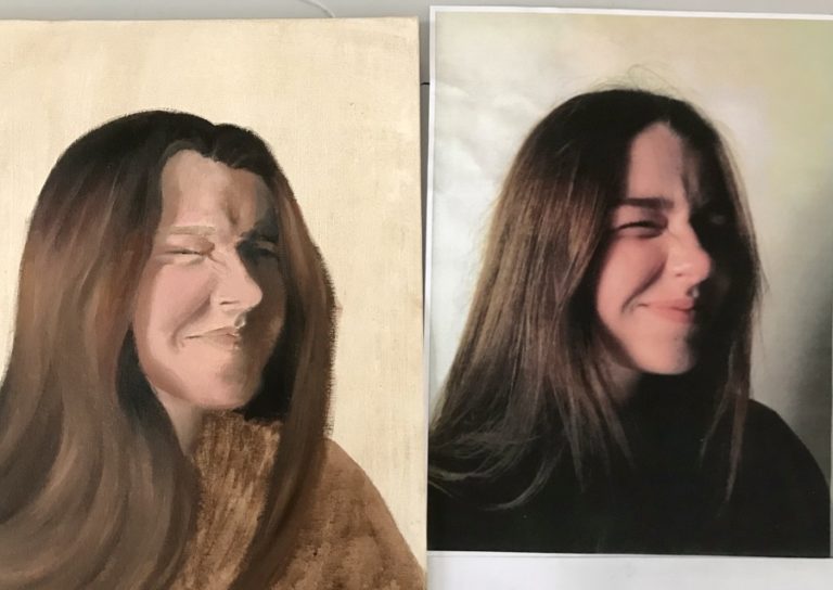 Oljemaleri av ung kvinne